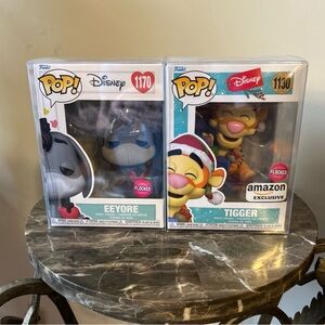 Funko Pop! Disney Eeyore #1170 & Tigger #1130 Flocked Amazon Exclusive